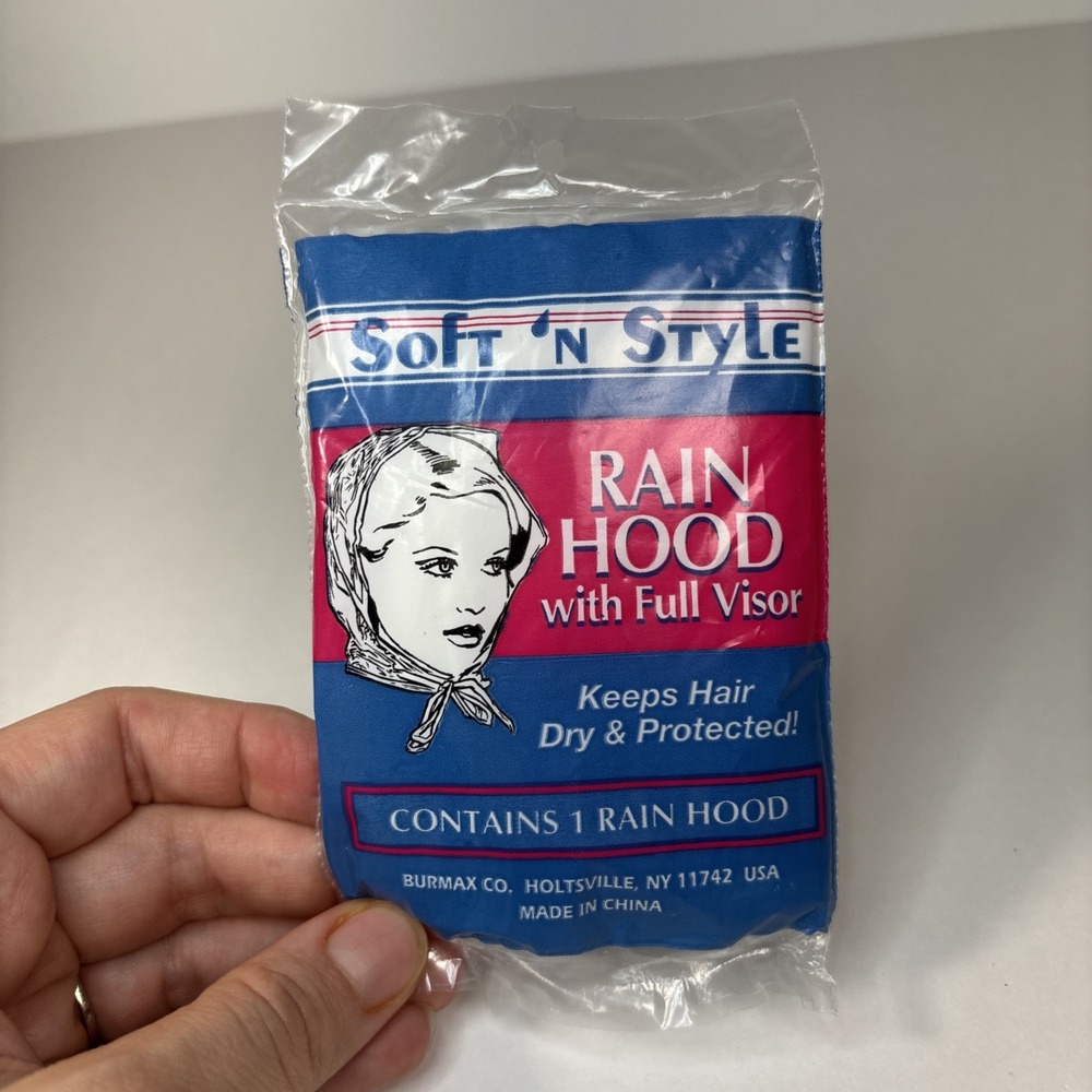 Vintage Soft 'N Style Rain Hood Bonnet with Full Visor Retro Hair Protection NEW - Picture 2 of 3